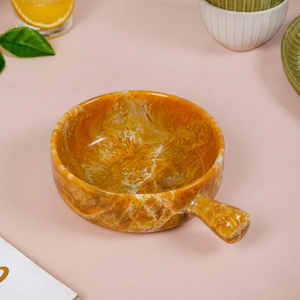 Tazón de Resina Hecho a Mano de Primera Calidad con Asa, Estilo Mármol Naranja, para Servir Sopa, Postre, Dulces y Decoración de Cocina - Product Image 5
