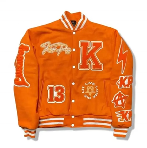 Veste universitaire unisexe 2024 en laine et polyester, manches personnalisées, broderie, col montant, streetwear d'hiver - Product Image 4