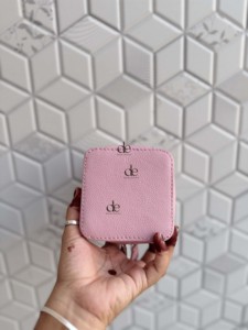Étui compact en cuir véritable personnalisé pour bijoux, fait main, couleur rose, léger, style vintage, pour accessoires - Product Image 2