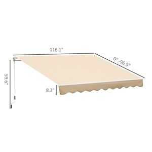 Tenda Parasole Retrattile Manuale 8FT X 10FT per Patio con Manovella Facile e Protezione UV Beige - Product Image 3