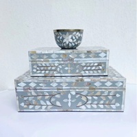 Boîte rectangulaire en os de chameau et nacre, incrustation artisanale indienne, écologique, moderne, personnalisée, spéciale Ramadan, États-Unis