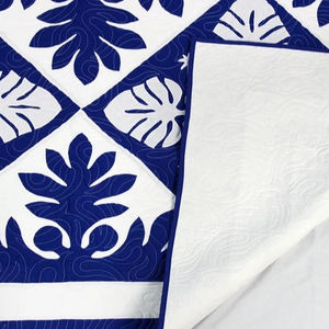 Indian Handmade 100% Cotton Material Blue And White Color Floral Print Style Light Weight Hawaiian <b>Quilt</b> For Home, Hotel <b>Bedding</b> - Product Image 2