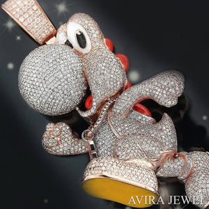 Colgante de plata de ley 925 chapado en oro amarillo con diamante de moissanita, estilo hip hop, con efecto helado, para hombre y mujer, con certificado GRA. - Product Image 6