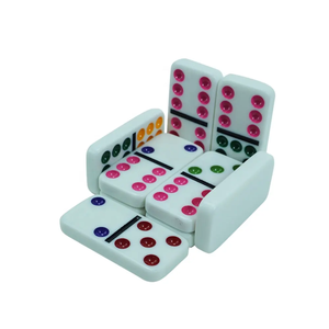 Resin Craft Dominoes <b>dice</b> Color 28 Piece Aluminum Alloy Portable Domino Game <b>Set</b> for Family Fun Time - Product Image 3