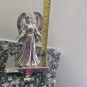 Solid Angel Christmas <b>Stocking</b> <b>Holder</b> Silver Metal Figuriner feltsocks - Product Image 5