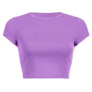 Nuevo Top Corto de Manga Larga de Primera Calidad en Color Liso, Estilo Moderno, Novedad, Top Corto de Manga Corta para Mujer - Product Image 4