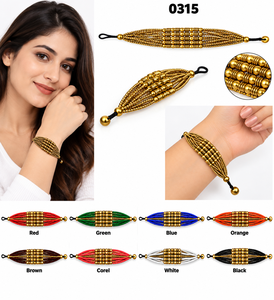Bracelet élastique ajustable fait main en perles de laiton vintage MWB CRAFTING, modèle MWB-0312 OPC Private Limited pour femmes, vente en gros - Product Image 4