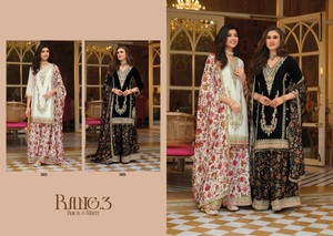 Última Colección de Salwar Kameez Hevey Chinon Bordado, Listo para Usar, con Trabajo en la Parte Delantera y Trasera, para Fiestas de Adultos, NUEVO DISEÑO - Product Image 4