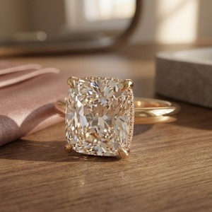 Bijoux fins, bijoux en diamants cultivés en laboratoire, or 14 carats, diamant radiant taille radiant, DEF VVS, 2 carats, luxe pour femme, bague de fiançailles - Product Image 6