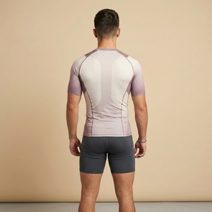 Men's Gradient Compression Short Sleeve T-Shirt Quick Dry Sporty Fit Athletic Performance Top O-Neck Knitted Spandex Polyester - Product Image 2