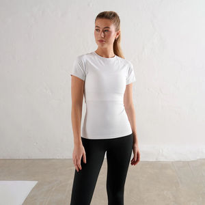 T-shirt en toile à manches raglan ajustées pour femme, col rond, séchage rapide, respirant, anti-plis, entraînement sportif, logo personnalisé, OEM - Product Image 1