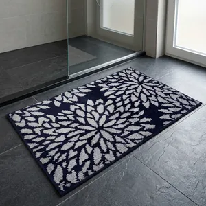 Tapis d'entrée fonctionnel et lavable en microfibre tissée, motif Mandala bleu argenté, 1200 GSM, pour portes, couloirs et appartements - Product Image 5