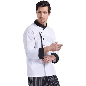Veste de Chef Unisexe WASI SPORTS en Toile Polyester/Coton à Manches Longues et Boutons sur le Devant, Couleur Personnalisable pour Restaurant - Vente en Gros - Product Image 3