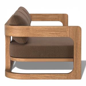 Canapé d'extérieur en teck massif au design nordique moderne, 3 places, ensemble de meubles de jardin de luxe avec coussins imperméables pour villa et hôtel - Product Image 4