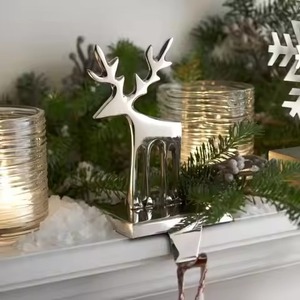Premium Holiday <b>Stocking</b> Display <b>Holder</b> Decorative Metal Accent for Festive Spaces - Product Image 2