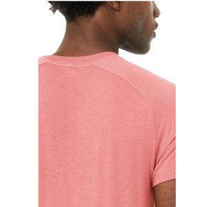 T-shirt pour homme rose à col rond et manches courtes, coupe classique, couleur unie, en coton tricoté, design décontracté et respirant - Product Image 6