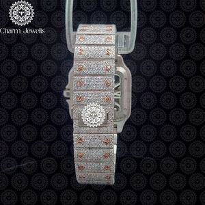 Charm Jewells Luxury Women's <b>Watch</b> Square Stainless Steel Diamond Encrusted Sapphire Crystal Analog Quartz 38mm Buckle Band - Product Image 5