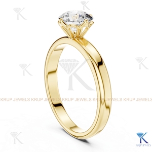 Anillo de compromiso solitario con diamante cultivado en laboratorio, corte redondo, E VVS2, certificado IGI, en oro macizo con engaste de corona, estilo filigrana vintage. - Product Image 4