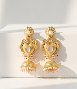 Vintage Brass Gold Plated <b>Chandelier</b> Earrings with <b>Crystal</b> Rhinestone Geometric Shape Women Gift Jewelry - Product Image 2