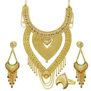 Wholesale Brass 14K 18K 24K Micron Gold Filled Heavy <b>Bridal</b> Long Necklaces Set Traditional Dubai Style Jewelry Set Oro Joyeria - Product Image 1