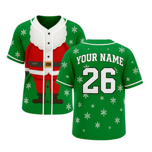 Tenue de fête personnalisée avec des empiècements respirants et des options de numéros personnalisés pour les équipes sportives, maillot de baseball de Noël - Product Image 1