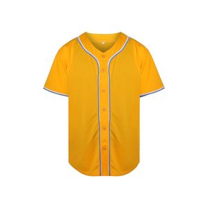 Camiseta de Béisbol Amarilla de Manga Corta con Cuello en V y Botones al Frente, Unisex para Adultos, Ropa Deportiva de Poliéster que Absorbe la Humedad - Product Image 1