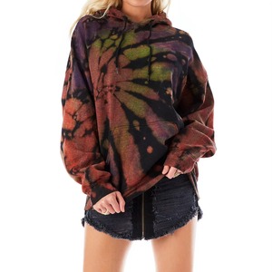 Custom Women Oversized Hoodie Dark Spiral Tie Dye Cotton French Terry Pullover Sweatshirt Rust Black <b>Drop</b> Shoulder OEM Wholesale - Product Image 1