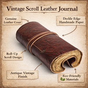 Cuaderno Ecológico de Cuero con Borde Rústico, Papel Hecho a Mano, Estilo Antiguo, para Escribir, con Diseño de Coníferas - Product Image 6