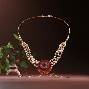 Pearl Kempu Choker Gold Plated Alloy Fashion Jewelry Set for Party - Product Image 3