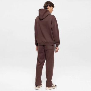 Men's Brown Fleece Tracksuit Two Piece Set Oversized Pullover <b>Hoodie</b> And Sweatpants Casual <b>Plain</b> Sportswear Activewear - Product Image 2