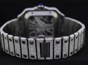 Montre mécanique carrée de luxe pour homme en acier inoxydable avec tourbillon, cadran en cristal saphir, bracelet analogique 42 mm serti de diamants - Product Image 3