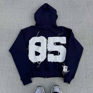 Sweat à capuche pour homme effet délavé avec broderie en relief, coton brossé, design vieilli, logo brodé - Impression numérique - Product Image 3