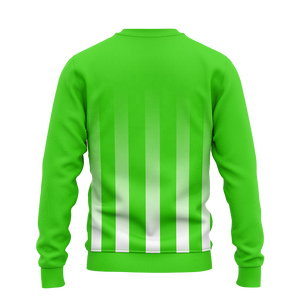 Sudadera de Cuello Redondo con Rayas Verde Neón Brillante para Hombre, Logotipo Personalizado, Texto en la Manga, Gráfico, Sudadera para Entrenamiento de Equipo, OEM - Product Image 2