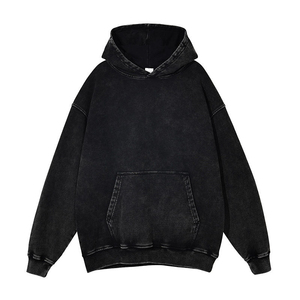 Custom Men's Acid Wash Pullover Hoodie Heavy Weight <b>Thick</b> <b>Fleece</b> Lined 100% Cotton Fabric Vintage Embroidery Patch Winter - Product Image 2