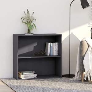 2-Tier Gray <b>Bookcase</b> 31.5"x11.8"x30.1" Chipboard Material - Product Image 1