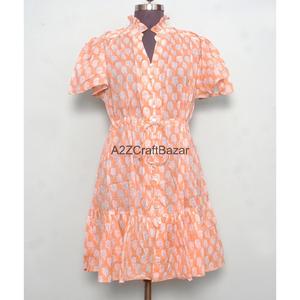 Nuevo Vestido Corto de Playa con Estampado Floral, 100% Algodón Puro, Largo hasta la Rodilla, para Mujer, para el Verano - Product Image 1