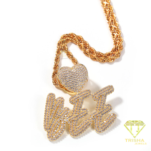 Luxury Iced Out Custom <b>Name</b> Pendant Necklace Sweetheart Heart Design Rhinestone Personalized Hip Hop Jewelry Fashion Cuban <b>Chain</b> - Product Image 1