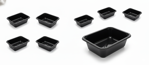 Disposable Rectangle <b>Plastic</b> Cpet <b>Tray</b> Black for Food - Product Image 5