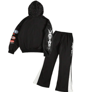 Ensemble de survêtement gothique Y2K personnalisé pour homme, imprimé squelette toile d'araignée, sweat à capuche et pantalon de survêtement, deux pièces, streetwear de haute qualité - Product Image 4