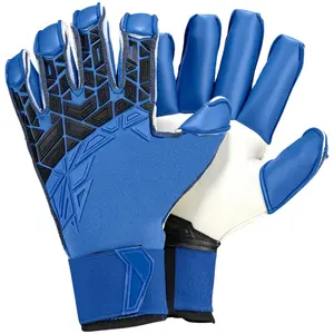 Голубые/белые перчатки вратаря лучшего качества, немецкие латексные перчатки вратаря 4 мм, дизайнерские перчатки вратаря с пользовательским логотипом