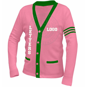 Cárdigan personalizado para hermandades y fraternidades, cárdigan de punto acrílico, suéteres para mujer con cuello en V, logotipo bordado, universidad griega - Product Image 3
