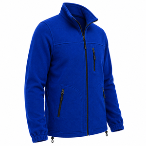 Chaqueta de Forro Polar Azul para Hombre, con Cierre Completo, Cuello Alto, Casual, Resistente al Viento, para Uso en Exteriores, Color Sólido, Corte Regular, Material de Poliéster - Product Image 3