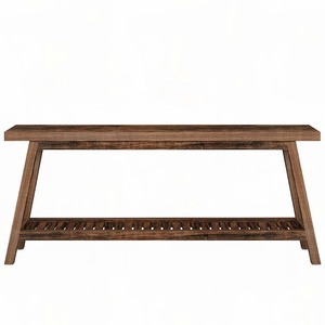 Mesa Consola Rústica Marrón, Mesa de Sofá Extralarga con Estante Inferior de Listones, Mueble de Entrada Estilo Granja - Product Image 3