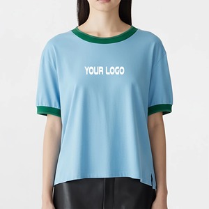 เสื้อยืดคอกลมทรงหลวมพิมพ์ลายโลโก้แบบพัฟฟ์ตามสั่ง เป็นมิตรกับสิ่งแวดล้อม น้ำหนักเบา สีพื้น สวมใส่สบาย - Product Image 1