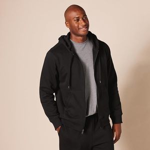 Hot Sale <b>Men's</b> Hooded Fleece Jacket Thin Patchwork Stand Collar Solid Color Casual <b>Pullover</b> Autumn Wear Regular Fit Blue - Product Image 1