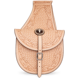 Sacoche de selle robuste en cuir de style western |   Pochette de rangement latérale pour l'équitation avec sangles et boucles sécurisées pour l'équitation en randonnée, le travail à la ferme et les équipements d'équitation - Product Image 1
