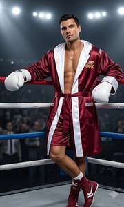 Robe de boxe Hawk en polyester satiné durable, pour l'entraînement aux arts martiaux, couleur marron et blanc, toutes saisons - Product Image 3