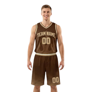 Conjunto de Uniforme de Baloncesto para Hombre con Estampado Degradado, Cuello en V, Sin Mangas, Transpirable, Ecológico, de Secado Rápido - Product Image 1