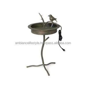 Bain d'oiseaux en métal robuste pour extérieur, décor de jardin, bassin sur piédestal, résistant aux intempéries, antirouille, mangeoire pour oiseaux - Product Image 1