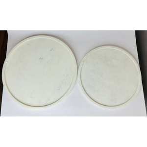 Royal Hotel Catering, Assiette à dîner ronde en marbre blanc pur naturel faite à la main de qualité supérieure, style fleur - Product Image 1